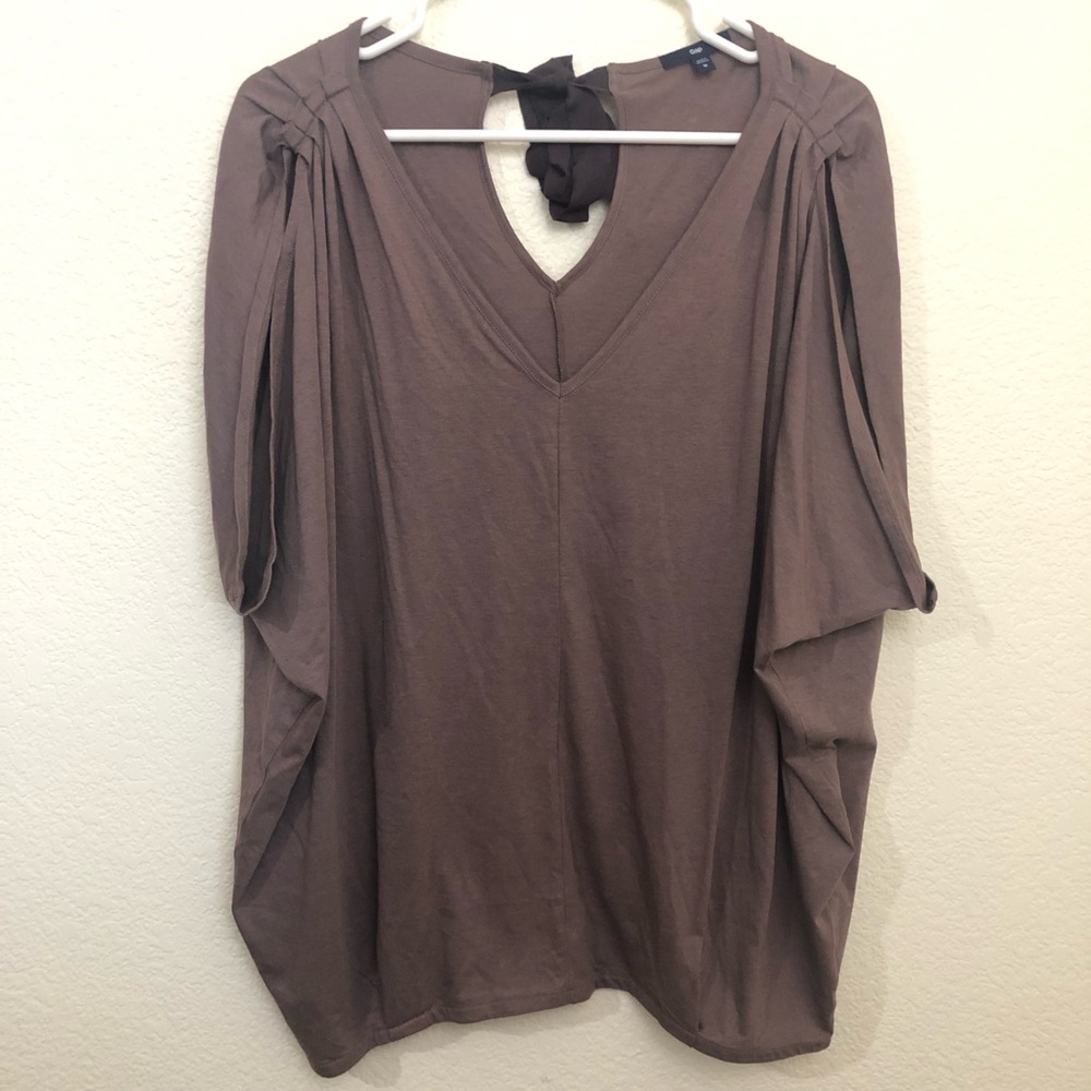 GAP Womens Medium Batwing V-Neck Top Ribbon Tie Detail NWOT